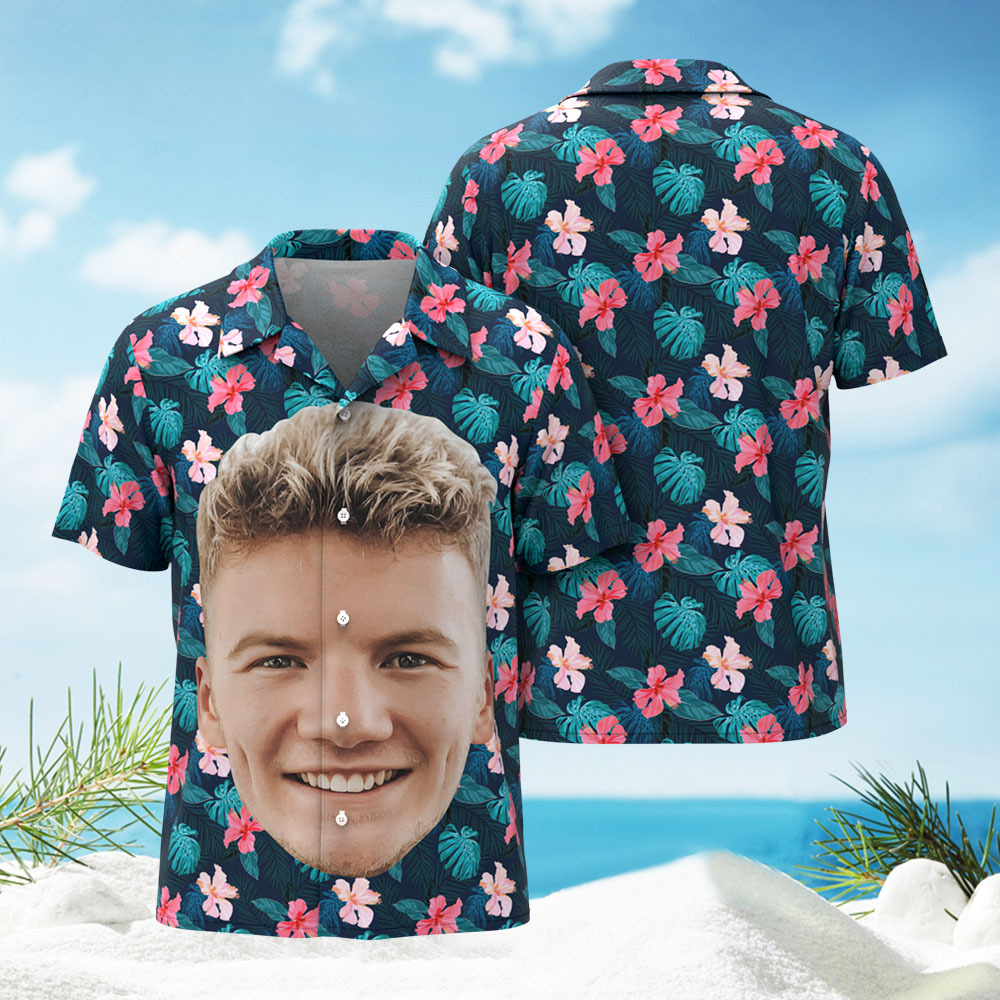 T-shirts Hawaïens Personnalisés Avec Photo Humoristique Et Grand Visage Pour Hommes Et Femmes - MaPhotocaleconFr