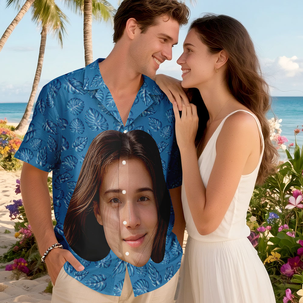 T-shirts Hawaïens Personnalisés Avec Photo Humoristique Et Grand Visage Pour Hommes Et Femmes