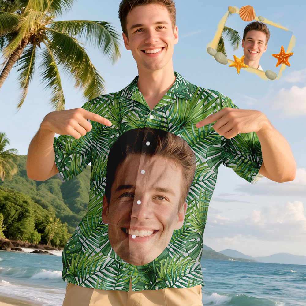 T-shirts Hawaïens Personnalisés Avec Photo Humoristique Et Grand Visage Pour Hommes Et Femmes