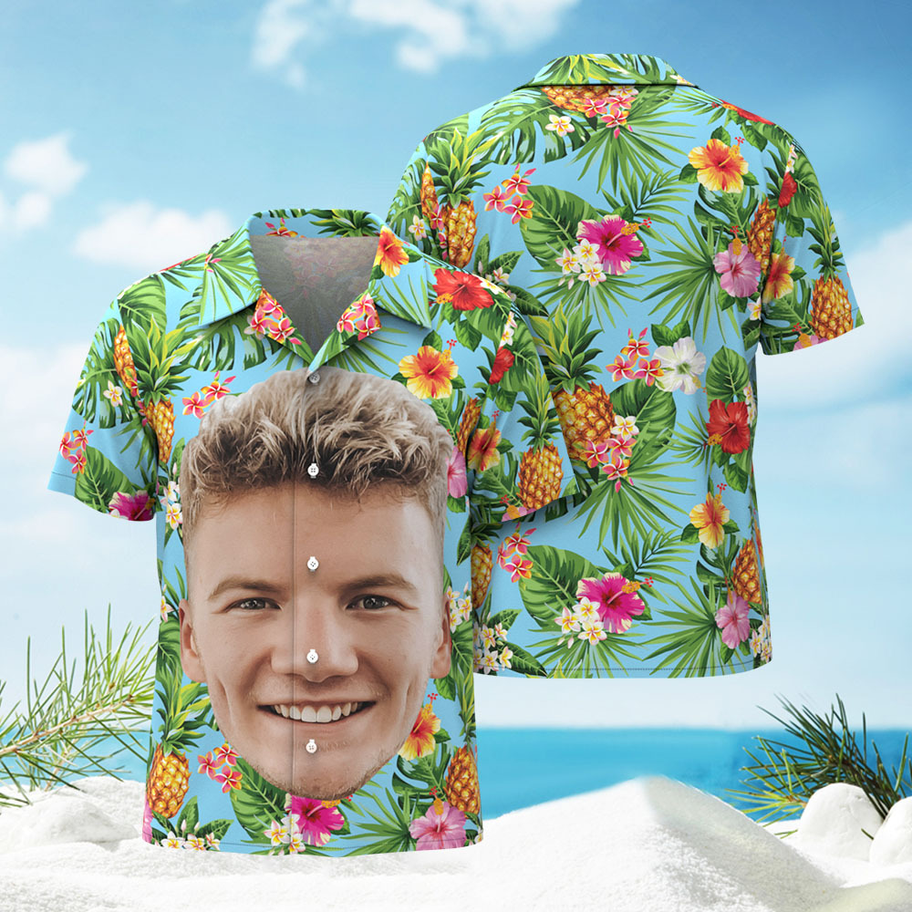 T-shirts Hawaïens Personnalisés Avec Photo Humoristique Et Grand Visage Pour Hommes Et Femmes - MaPhotocaleconFr