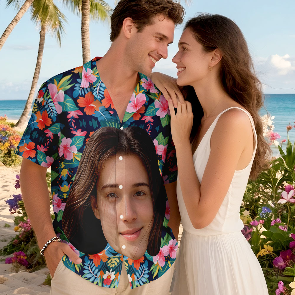 T-shirts Hawaïens Personnalisés Avec Photo Humoristique Et Grand Visage Pour Hommes Et Femmes