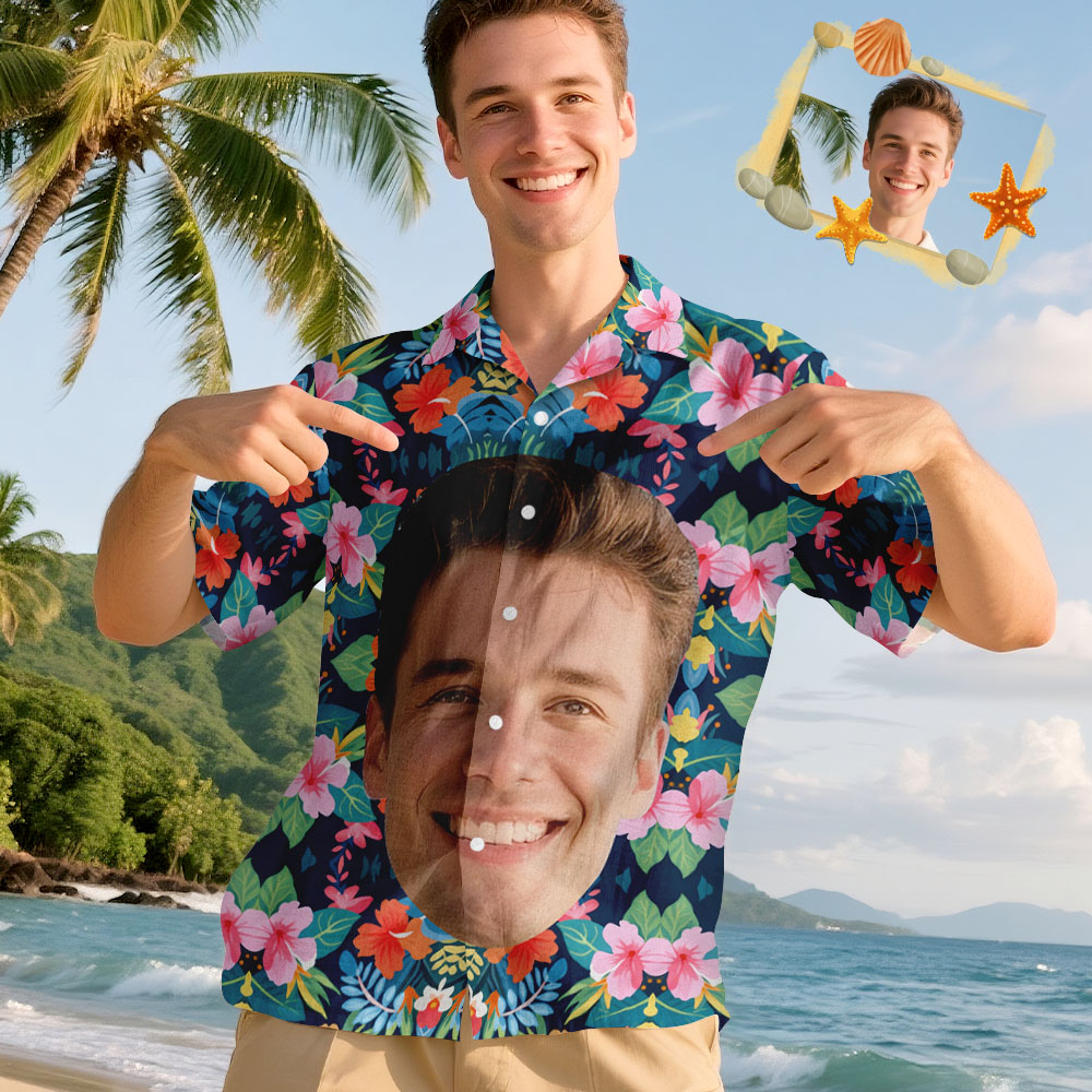 T-shirts Hawaïens Personnalisés Avec Photo Humoristique Et Grand Visage Pour Hommes Et Femmes