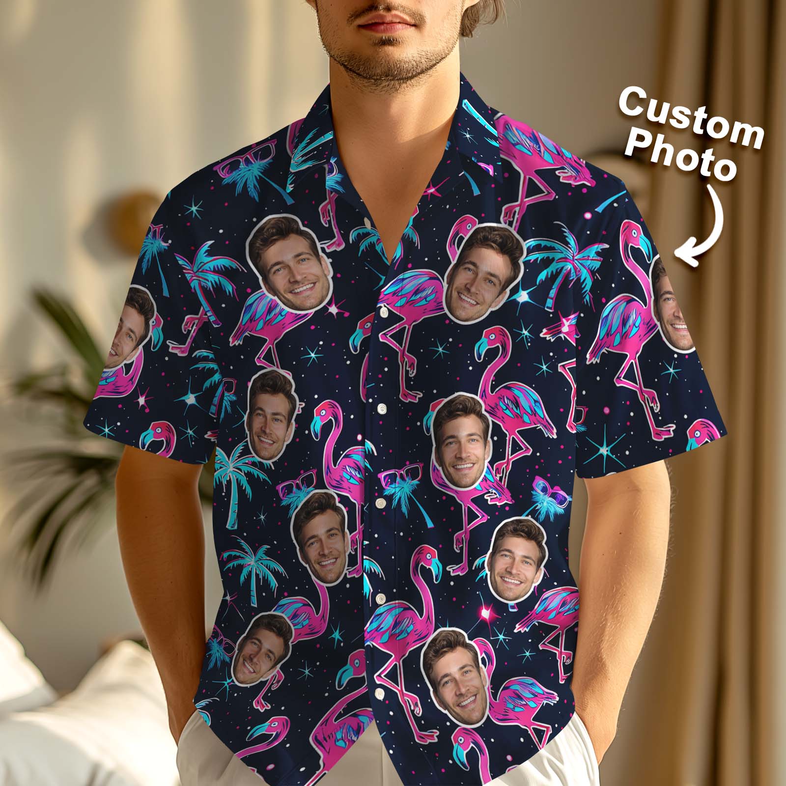 Chemise Hawaïenne Personnalisée Avec Visage, Chemise D'été Unique Pour Homme, Cadeau D'anniversaire Ou De Papa.