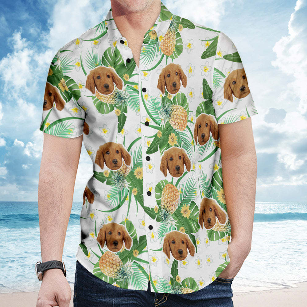 Chemise Hawaïenne De Visage Personnalisé Chemises D'Été D'Ananas De Photo D'Animal Personnalisées Pour Les Hommes