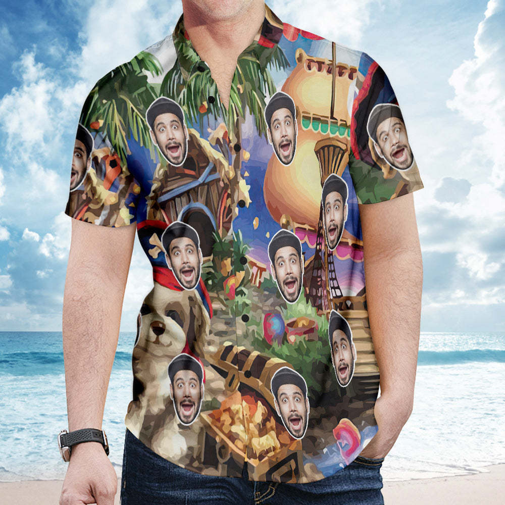 Chemise Hawaïenne De Visage Personnalisé Chemises D'Été De Photo De Pirate Personnalisées Pour Les Hommes