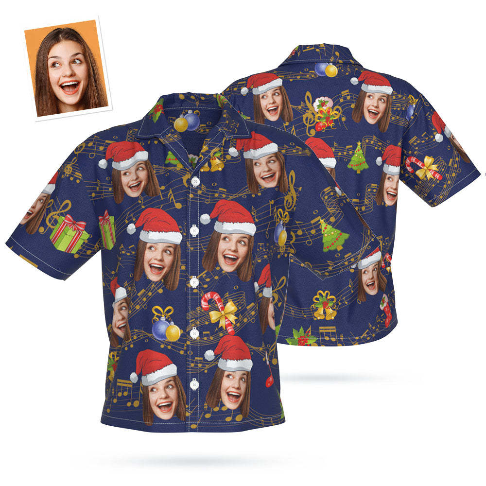 Custom Face Hawaiian Shirt Personalized Women's Photo Hawaiian Christmas Shirt Christmas Gift