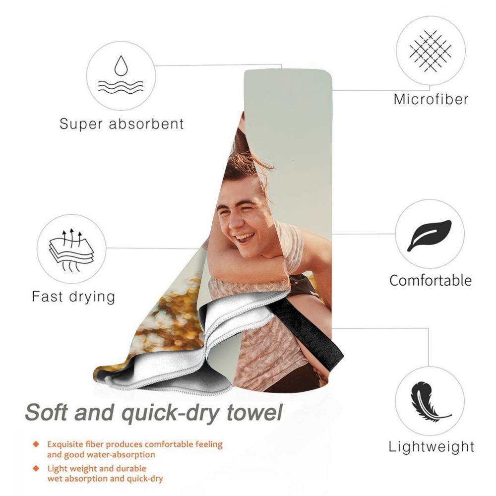 Serviette De Plage Avec Photo Personnalisée, Serviette De Plage Personnalisée, Cadeau Personnalisé Pour Anniversaire De Mariage, 80x160cm - MaPhotocaleconFr