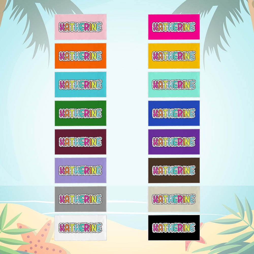 Serviette De Plage Personnalisée À Pois Dalmates Avec Nom Arc-en-ciel, Cadeau De Fête De Demoiselle D'honneur Pour Vacances D'été Pour Elle - MaPhotocaleconFr