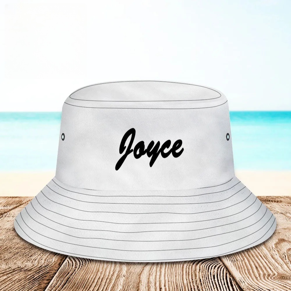 Chapeau de seau personnalisé chapeau de seau unisexe avec texte personnaliser large bord casquette d'été en plein air randonnée plage sport chapeaux cadeau pour amoureux blanc