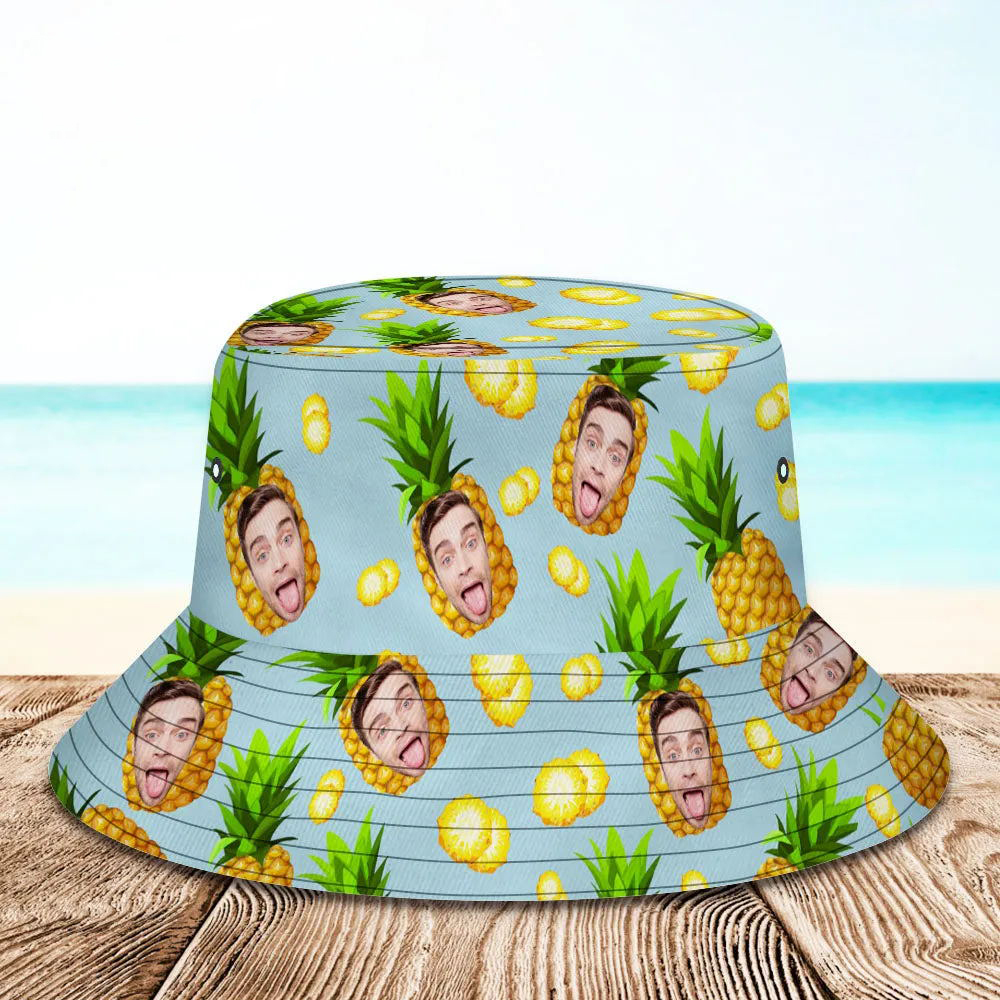 Chapeau de pêcheur hawaïen de chapeau de pêcheur d'ananas de dessin animé drôle de cadeau de photo personnalisé