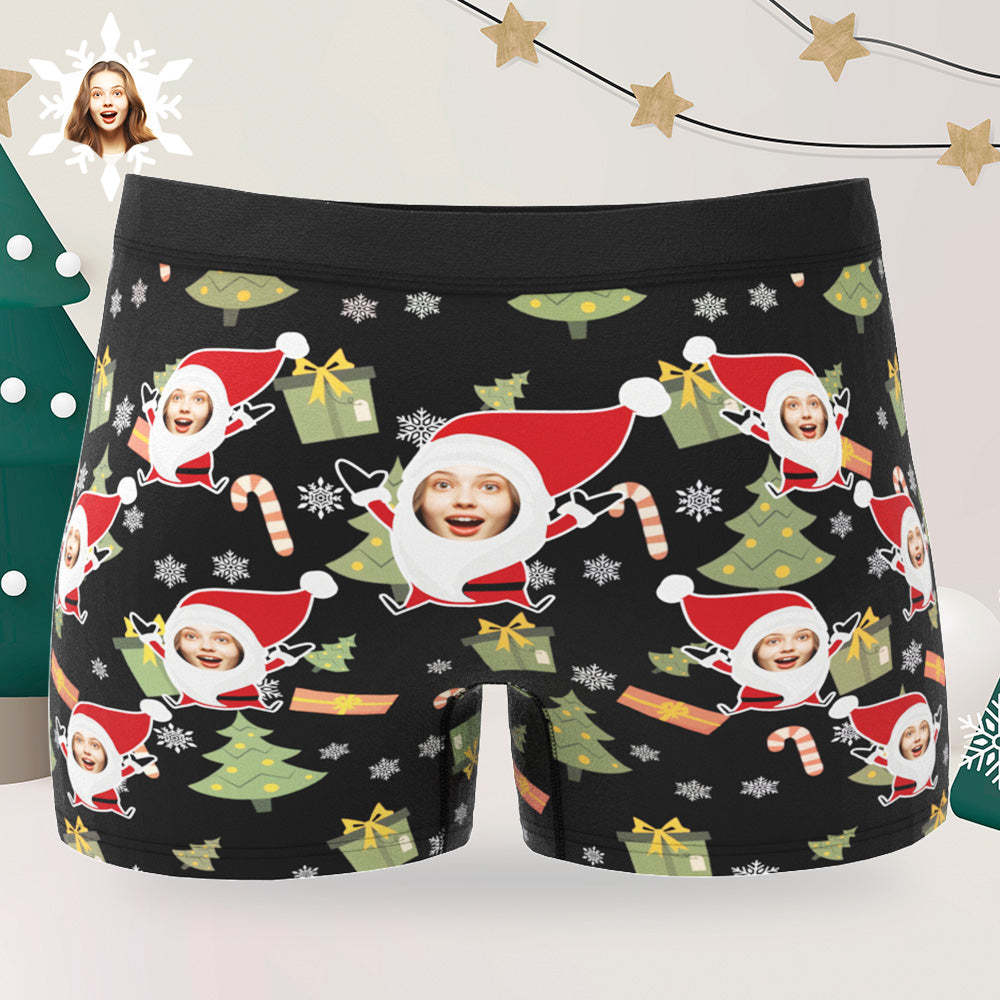 Boxers Photo Personnalisés Pour Hommes, Sous-vêtements De Visage De Noël Personnalisés, Cadeau De Noël Pour Petit Ami - MaPhotoCaleçonFr