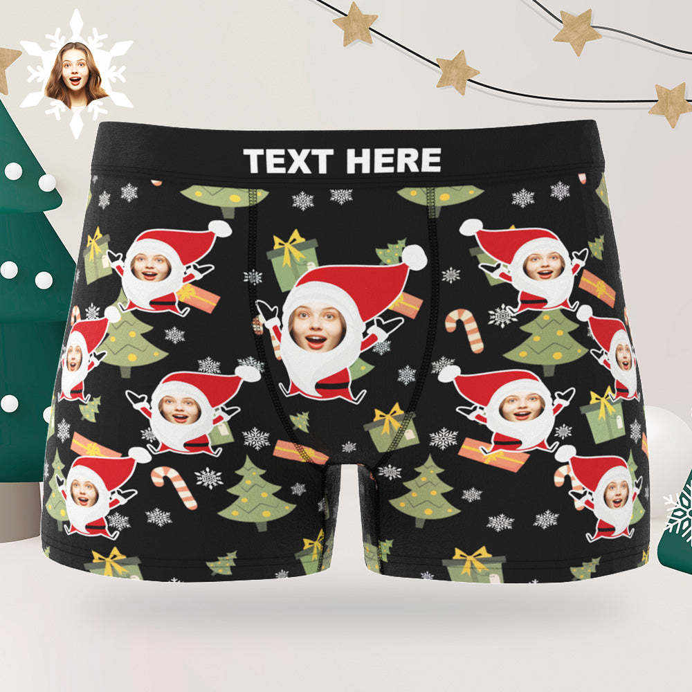 Boxers Photo Personnalisés Pour Hommes, Sous-vêtements De Visage De Noël Personnalisés, Cadeau De Noël Pour Petit Ami - MaPhotoCaleçonFr