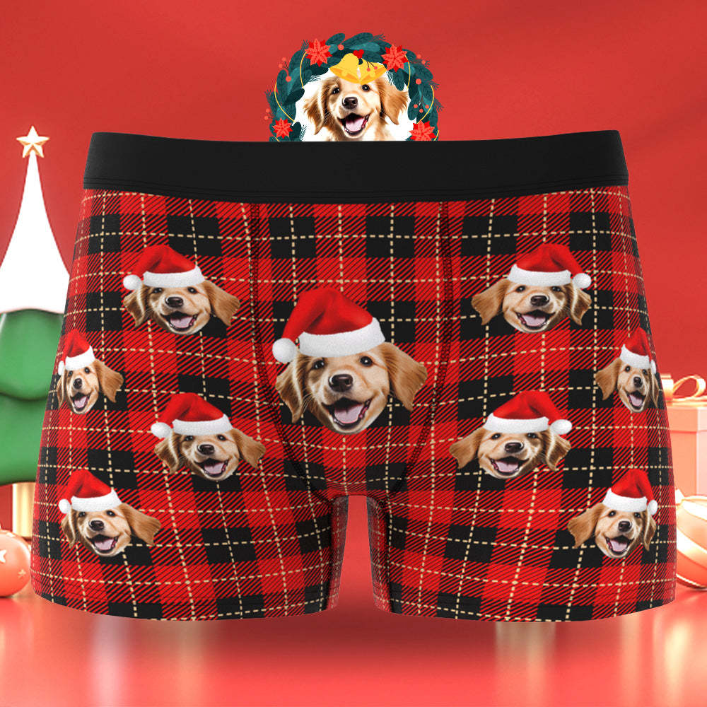Boxer Personnalisé Pour Hommes, Slip, Short De Noël Personnalisé Pour Hommes, Cadeau Avec Motif De Contrôle Photo - MaPhotoCaleçonFr