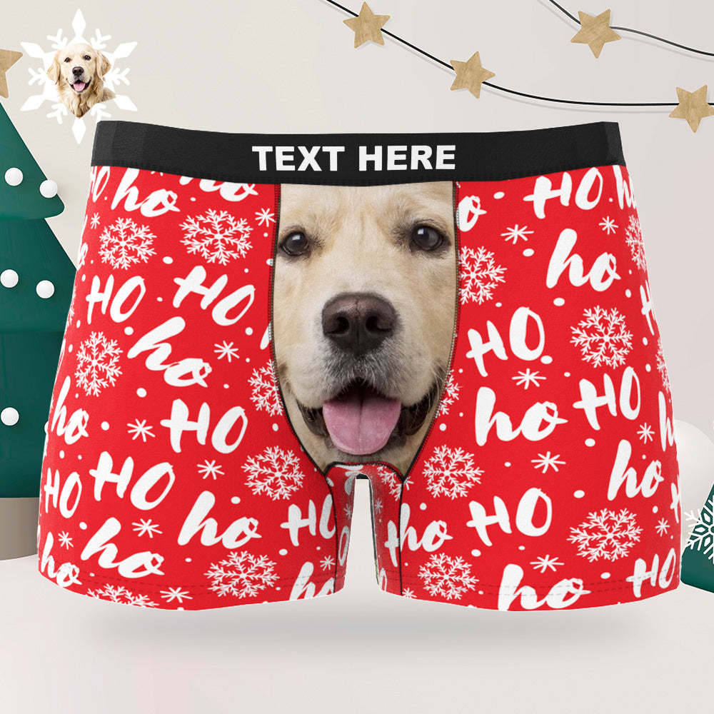 Boxers Photo Personnalisés Pour Hommes, Sous-vêtements Rouges De Noël Personnalisés, Cadeau De Noël Pour Lui - MaPhotoCaleçonFr
