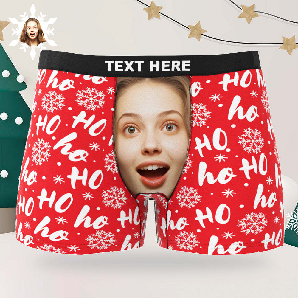 Boxers Photo Personnalisés Pour Hommes, Sous-vêtements Rouges De Noël Personnalisés, Cadeau De Noël Pour Lui - MaPhotoCaleçonFr