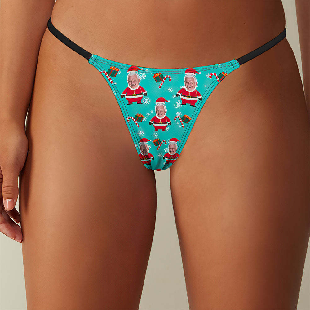 Cadeaux De Noël Tanga Thong Pour Femmes Avec Visage Personnalisé - MaPhotocaleconFr