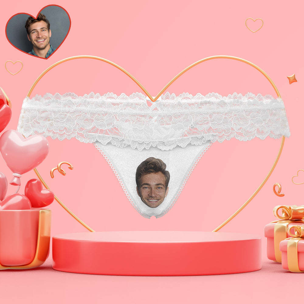 Cadeau Coquin De String En Dentelle Pour Femmes Personnalisé Boyfriend Face Pour Elle - MaPhotocaleconFr