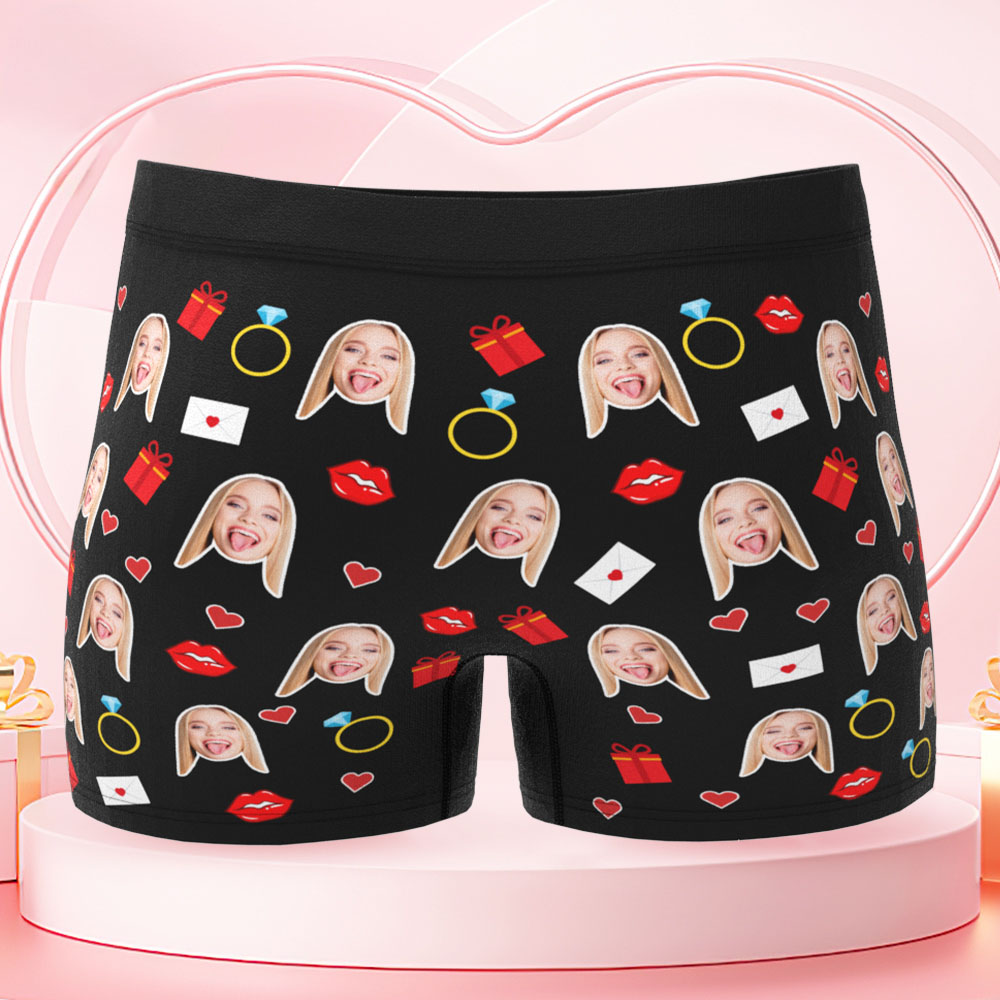 Boxer Personnalisé Avec Inscription Au Niveau De La Taille, Caleçon Boxer Personnalisé Avec Visage, Cadeau De Saint-valentin Pour Homme