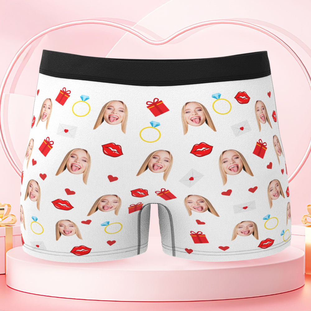 Boxer Personnalisé Avec Inscription Au Niveau De La Taille, Caleçon Boxer Personnalisé Avec Visage, Cadeau De Saint-valentin Pour Homme - MaPhotocaleconFr