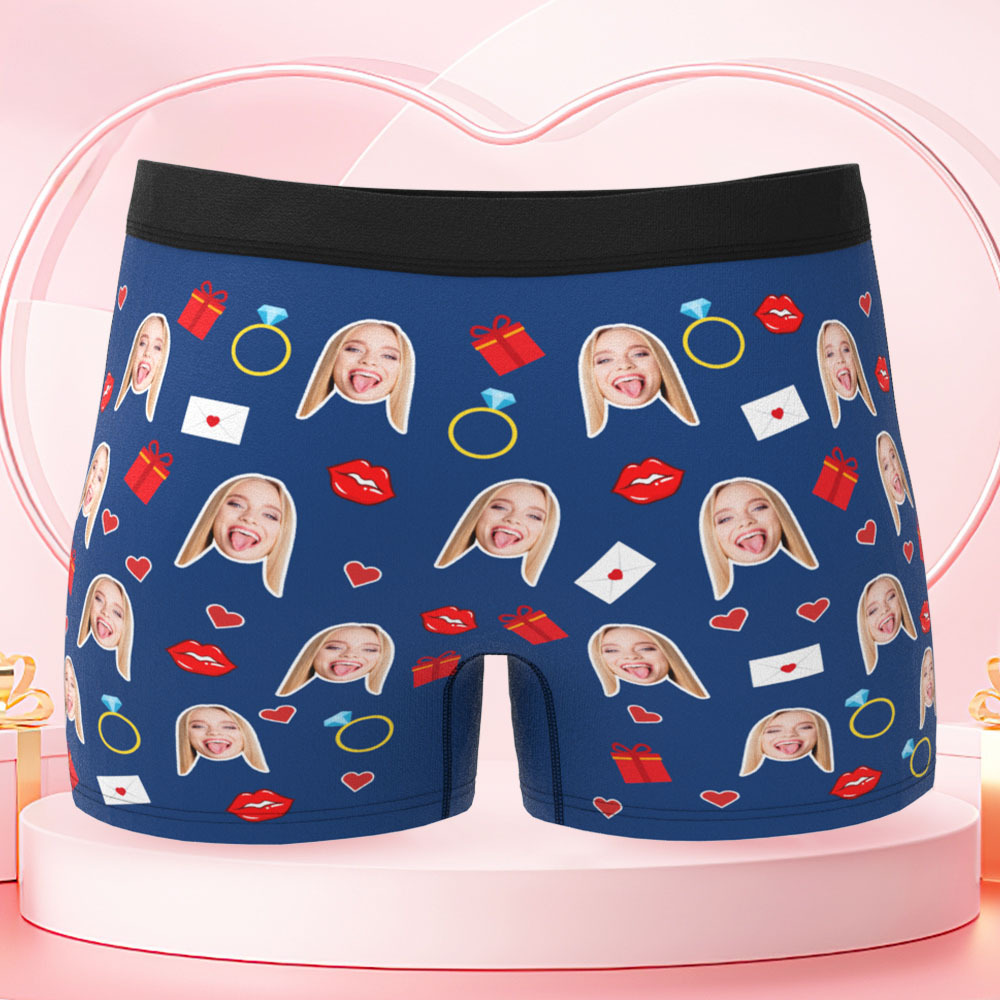Boxer Personnalisé Avec Inscription Au Niveau De La Taille, Caleçon Boxer Personnalisé Avec Visage, Cadeau De Saint-valentin Pour Homme - MaPhotocaleconFr