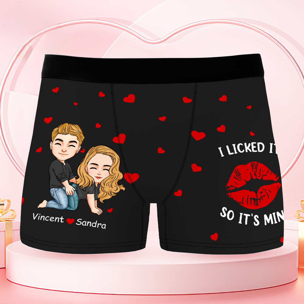 Boxer Personnalisé Pour Hommes, Je L'ai Léché Donc C'est À Moi, Couple Coquin - MaPhotocaleconFr