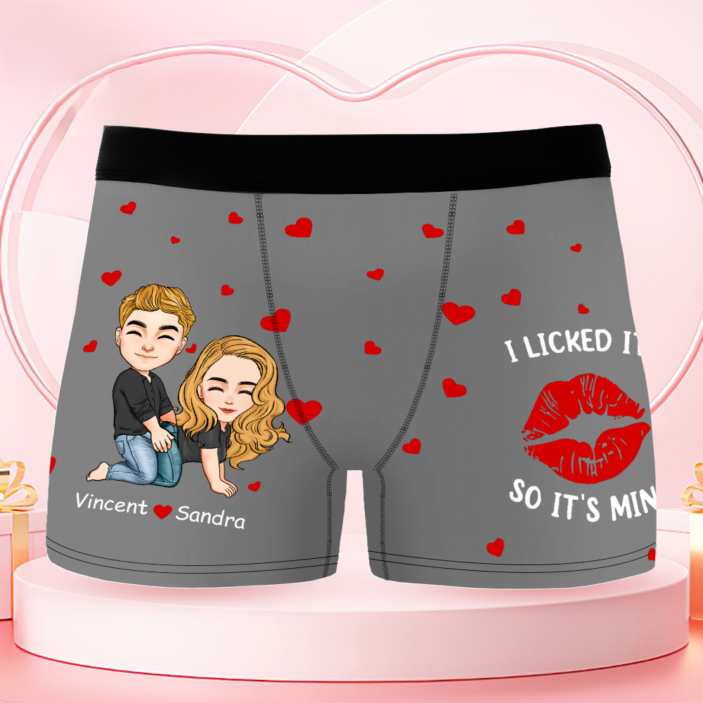 Boxer Personnalisé Pour Hommes, Je L'ai Léché Donc C'est À Moi, Couple Coquin - MaPhotocaleconFr