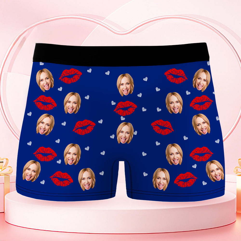 Boxers Personnalisés Avec Photo, Sous-vêtements Photo Personnalisés, Boxers Pour Homme Avec Motif Cœur, Cadeau D'anniversaire Pour Lui, Cadeau De Saint-valentin - MaPhotocaleconFr