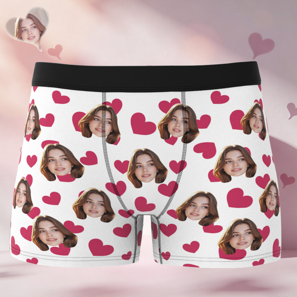 Boxer Personnalisé Pour La Saint-valentin, Sous-vêtements Homme Personnalisés, Cadeau De Couple Personnalisé, Boxer Mari Personnalisé Avec Visage - MaPhotocaleconFr