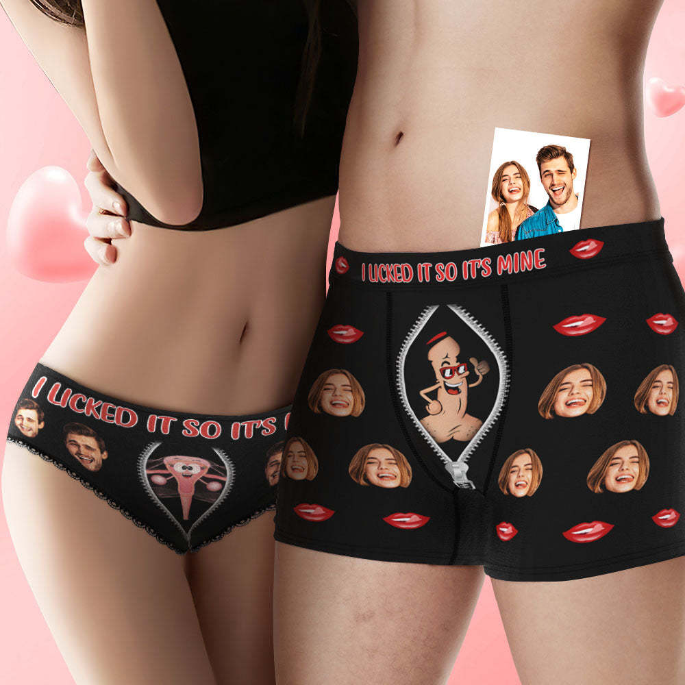 Sous-vêtements Personnalisés Pour Le Visage, Boxers Et Culottes Personnalisés, Je L'ai Sucé Donc C'est À Moi, Cadeaux De Saint-valentin Pour Couple - MaPhotocaleconFr
