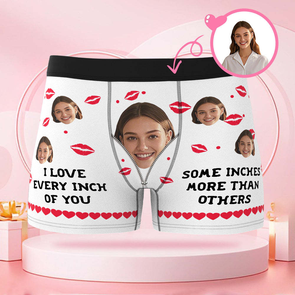 Boxer Personnalisé Pour La Saint-valentin Avec Imprimé Lèvres Et Visage, Cadeau De Saint-valentin Pour Petit Ami - MaPhotocaleconFr