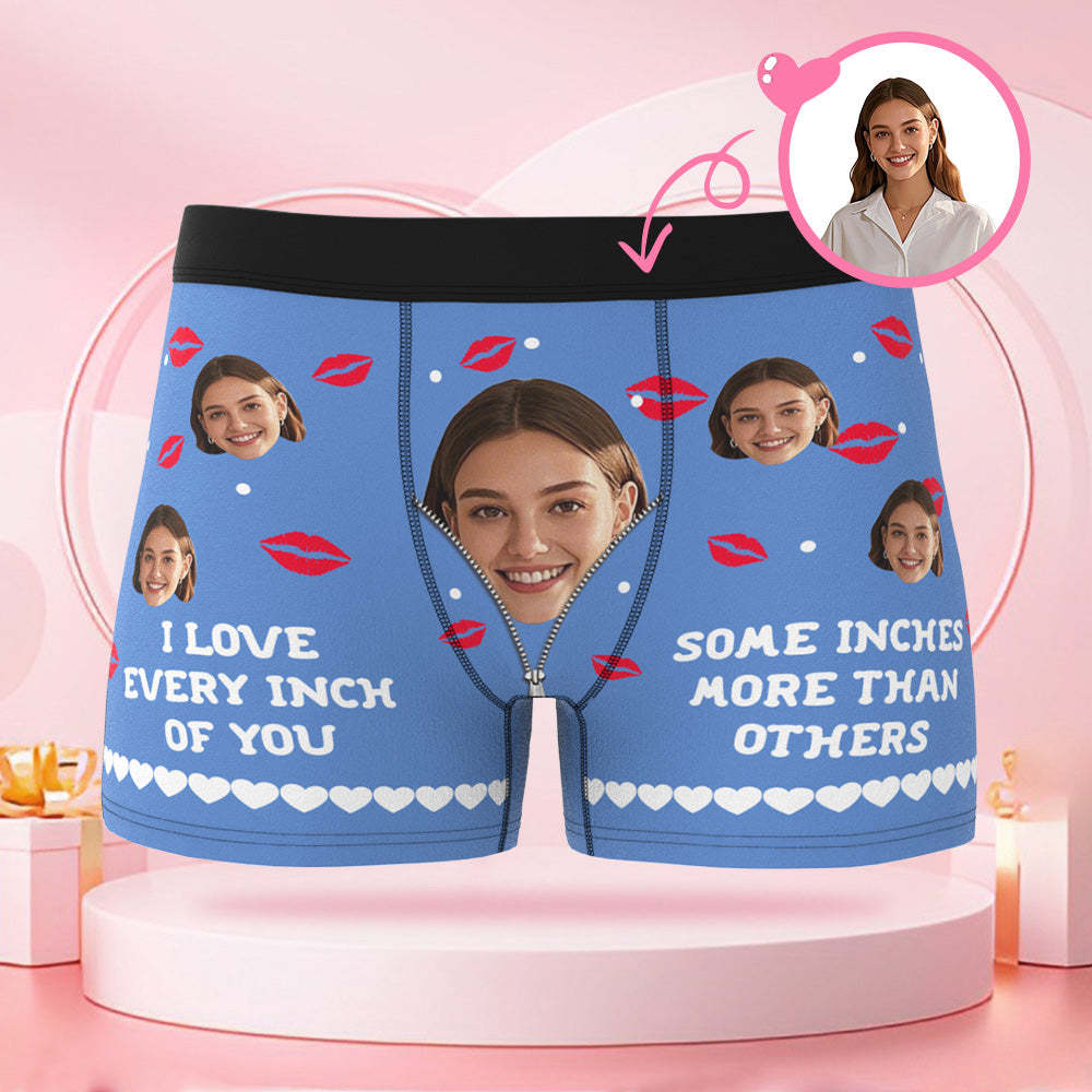 Boxer Personnalisé Pour La Saint-valentin Avec Imprimé Lèvres Et Visage, Cadeau De Saint-valentin Pour Petit Ami - MaPhotocaleconFr