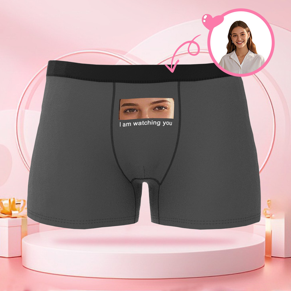 Boxer Personnalisé Avec Photo D'oeil Pour Hommes, Caleçon Je T'ai Regardé, Caleçon Pour Petit Ami, Cadeau De Saint Valentin - MaPhotocaleconFr