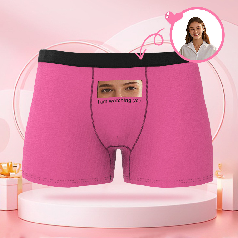 Boxer Personnalisé Avec Photo D'oeil Pour Hommes, Caleçon Je T'ai Regardé, Caleçon Pour Petit Ami, Cadeau De Saint Valentin - MaPhotocaleconFr