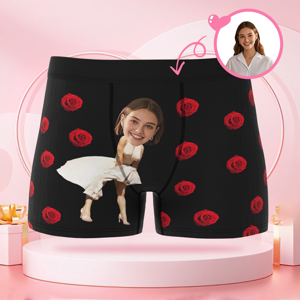 Robe De Dessin Animé Personnalisée Pour Femmes, Boxer De Saint-valentin Avec Visages Personnalisés, Cadeaux De Saint-valentin Pour Petit Ami - MaPhotocaleconFr