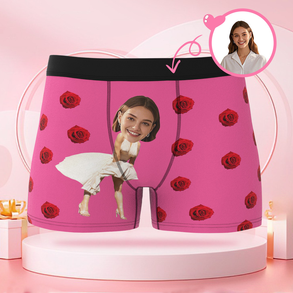 Robe De Dessin Animé Personnalisée Pour Femmes, Boxer De Saint-valentin Avec Visages Personnalisés, Cadeaux De Saint-valentin Pour Petit Ami - MaPhotocaleconFr