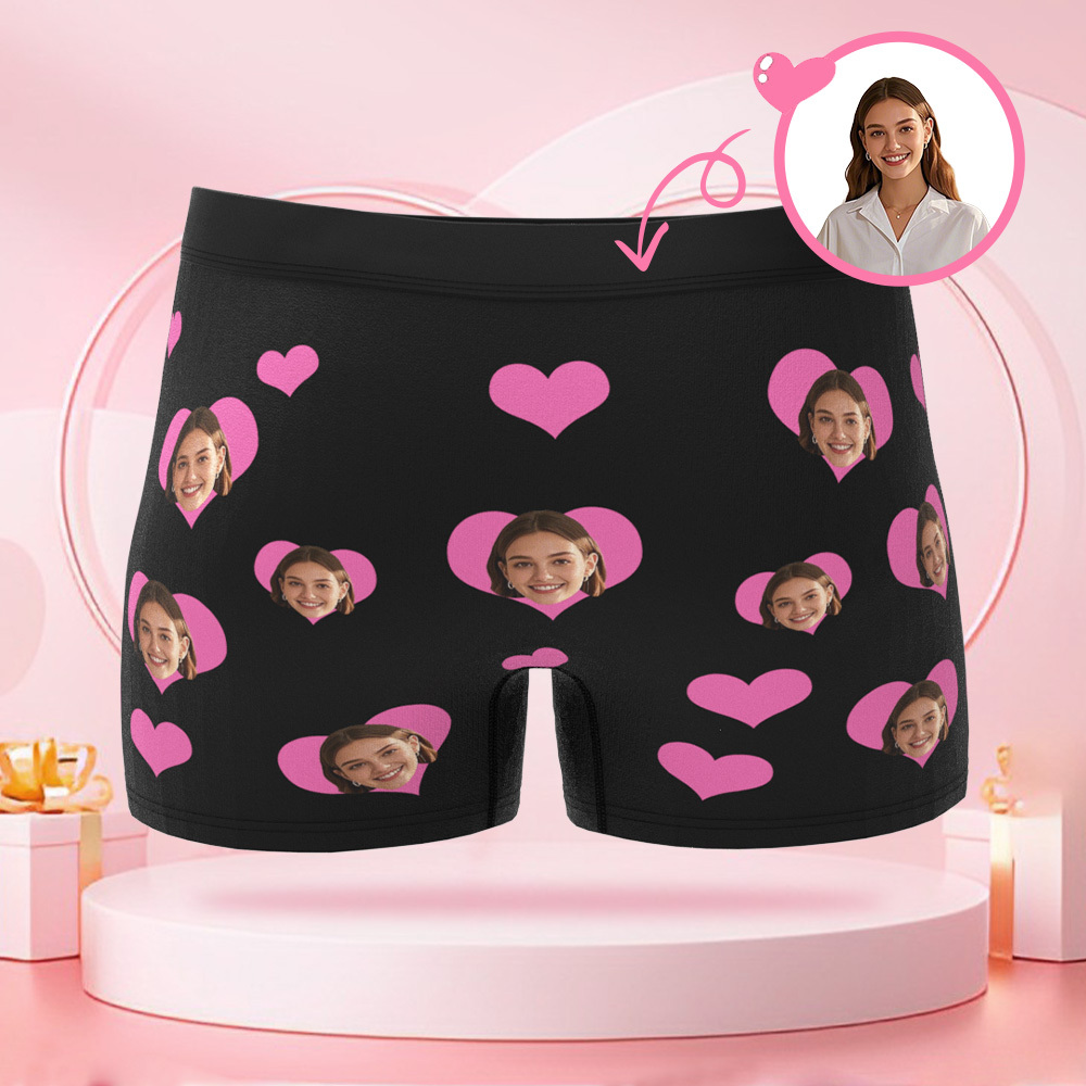 Boxer Pour Hommes En Forme De Cœur Avec Photo Personnalisée, Cadeau Surprise Pour Petit Ami, Pour La Saint-valentin - MaPhotocaleconFr