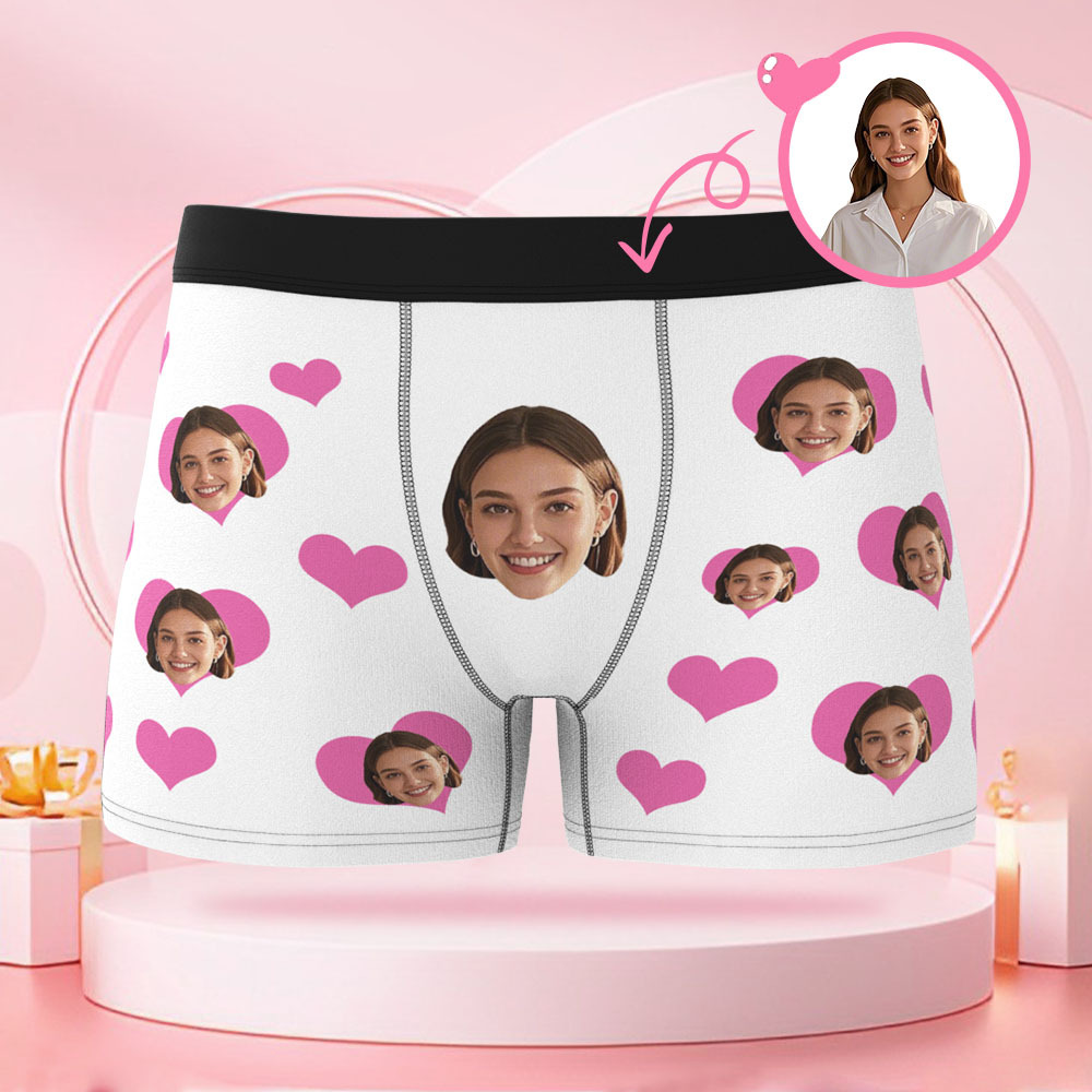 Boxer Pour Hommes En Forme De Cœur Avec Photo Personnalisée, Cadeau Surprise Pour Petit Ami, Pour La Saint-valentin - MaPhotocaleconFr