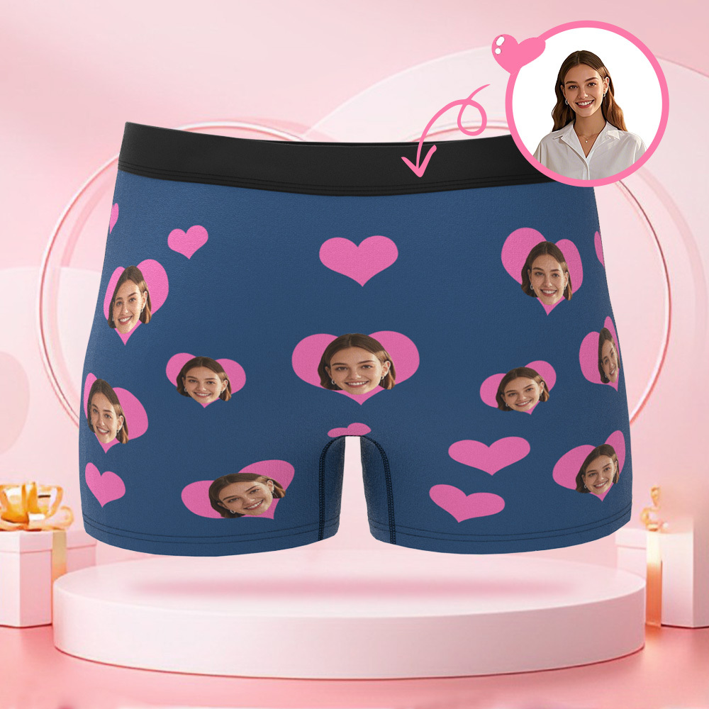Boxer Pour Hommes En Forme De Cœur Avec Photo Personnalisée, Cadeau Surprise Pour Petit Ami, Pour La Saint-valentin - MaPhotocaleconFr