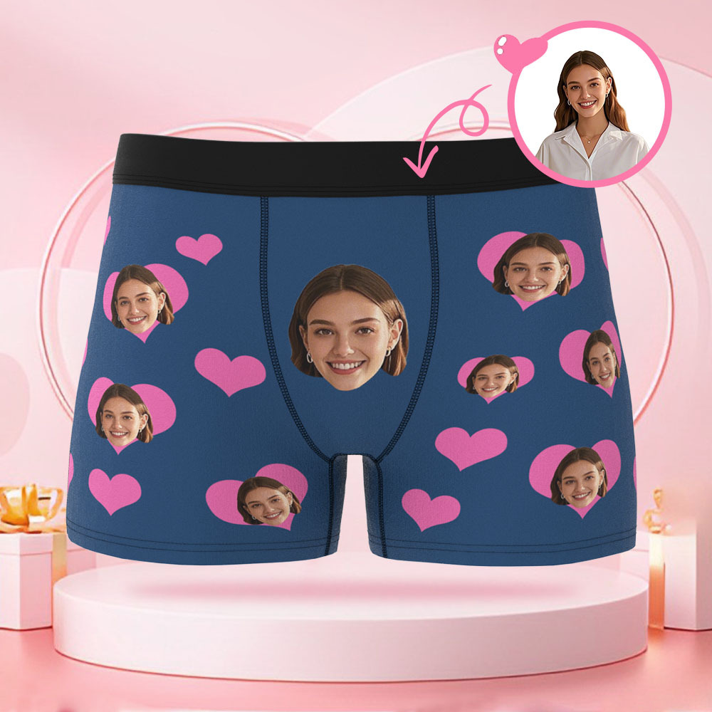 Boxer Pour Hommes En Forme De Cœur Avec Photo Personnalisée, Cadeau Surprise Pour Petit Ami, Pour La Saint-valentin - MaPhotocaleconFr
