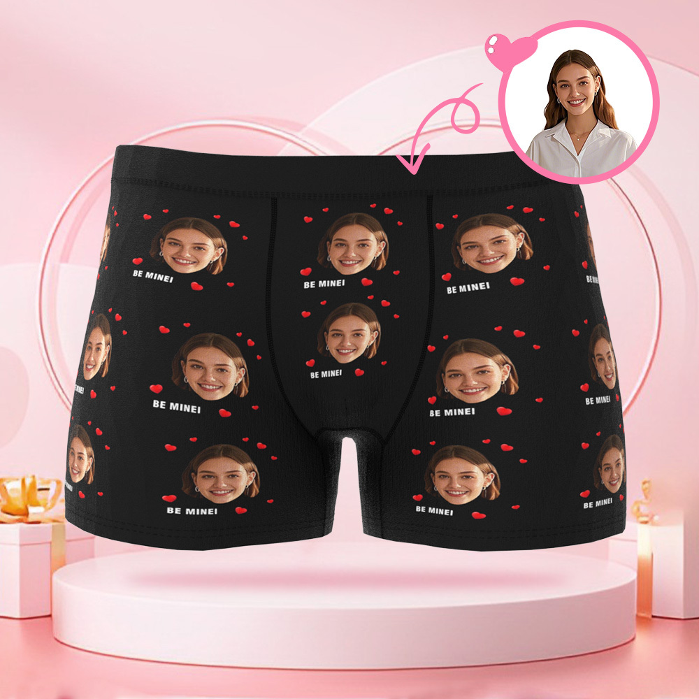 Boxer Personnalisé Pour Hommes Avec Photo De Visage Avatar Avec Plusieurs Motifs De Cœur, Cadeau Boxeur Pour Petit Ami Le Jour De La Saint-valentin - MaPhotocaleconFr