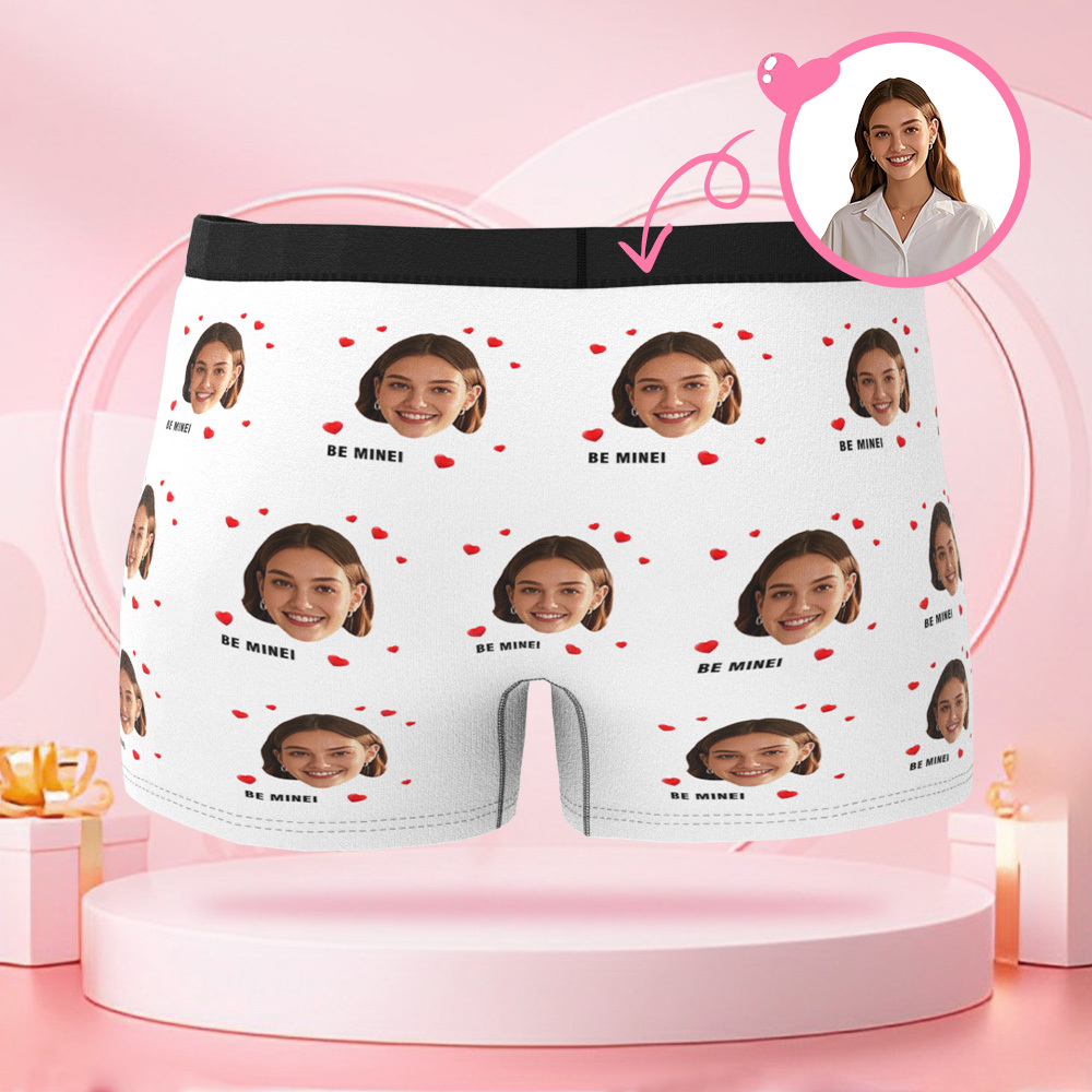 Boxer Personnalisé Pour Hommes Avec Photo De Visage Avatar Avec Plusieurs Motifs De Cœur, Cadeau Boxeur Pour Petit Ami Le Jour De La Saint-valentin - MaPhotocaleconFr