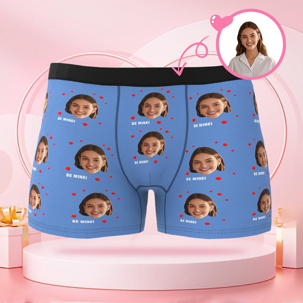 Boxer Personnalisé Pour Hommes Avec Photo De Visage Avatar Avec Plusieurs Motifs De Cœur, Cadeau Boxeur Pour Petit Ami Le Jour De La Saint-valentin - MaPhotocaleconFr