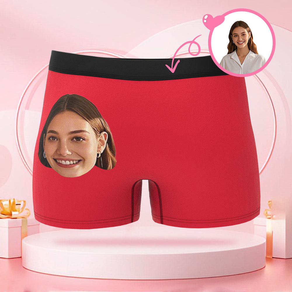 Boxer Personnalisé Pour Homme Avec Photo De Visage Avant Et Arrière, Cadeau De Saint-valentin Pour Petit Ami - MaPhotocaleconFr