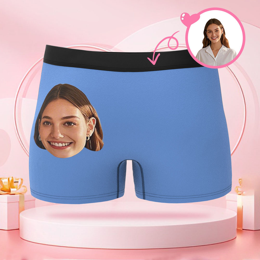 Boxer Personnalisé Pour Homme Avec Photo De Visage Avant Et Arrière, Cadeau De Saint-valentin Pour Petit Ami - MaPhotocaleconFr