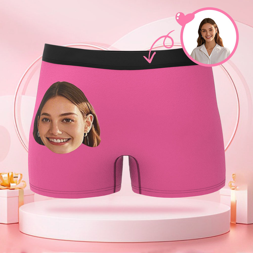 Boxer Personnalisé Pour Homme Avec Photo De Visage Avant Et Arrière, Cadeau De Saint-valentin Pour Petit Ami - MaPhotocaleconFr