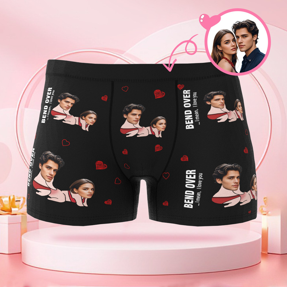 Boxer Personnalisé Pour Homme Avec Photo De Visage De Couple Avatar Avec Motifs De Corps De Couple, Cadeaux Pour Petit Ami Le Jour De La Saint-valentin - MaPhotocaleconFr