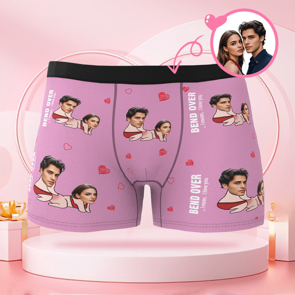 Boxer Personnalisé Pour Homme Avec Photo De Visage De Couple Avatar Avec Motifs De Corps De Couple, Cadeaux Pour Petit Ami Le Jour De La Saint-valentin - MaPhotocaleconFr
