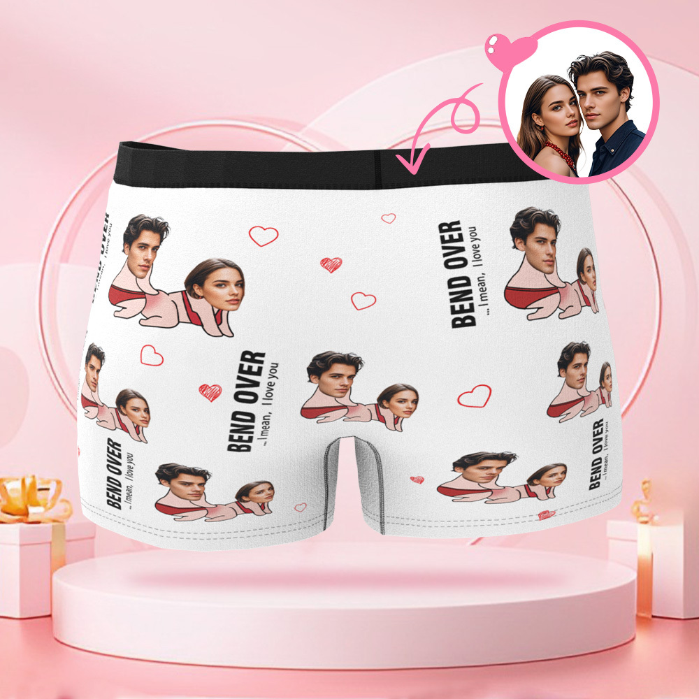 Boxer Personnalisé Pour Homme Avec Photo De Visage De Couple Avatar Avec Motifs De Corps De Couple, Cadeaux Pour Petit Ami Le Jour De La Saint-valentin - MaPhotocaleconFr