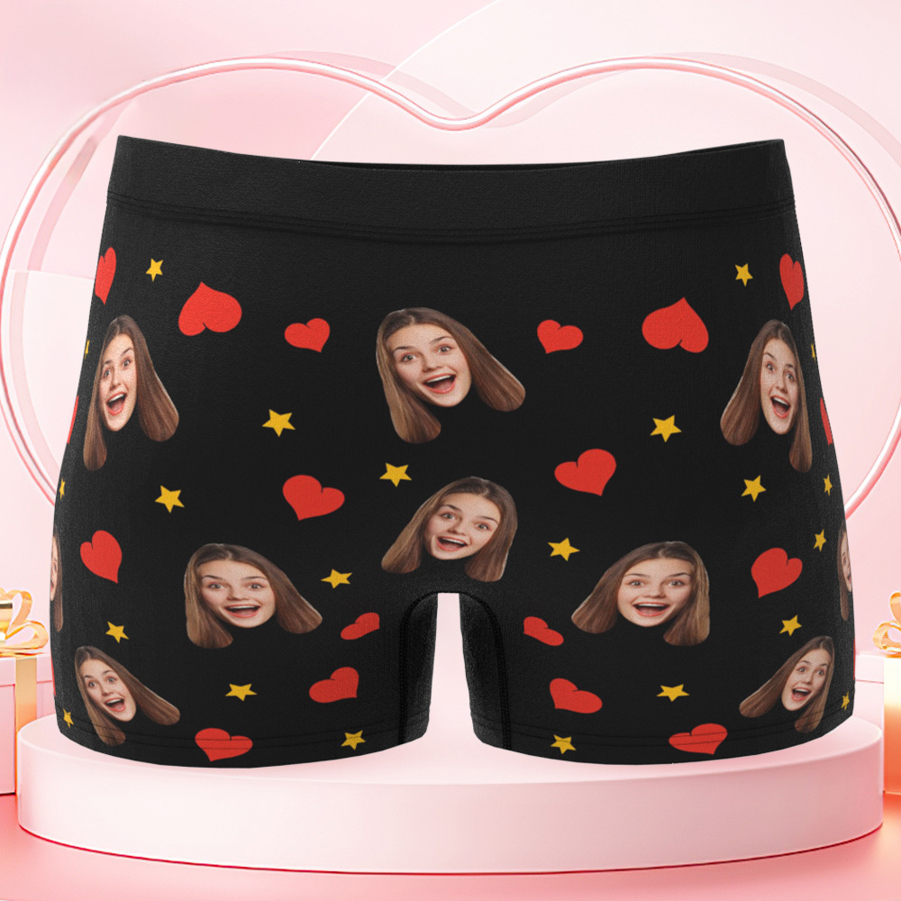 Sous-vêtements Photo Personnalisés, Caleçons Boxeurs Pour Hommes Avec Visage Personnalisé Amusant, Cadeau Pour Noël/saint-valentin - MaPhotocaleconFr
