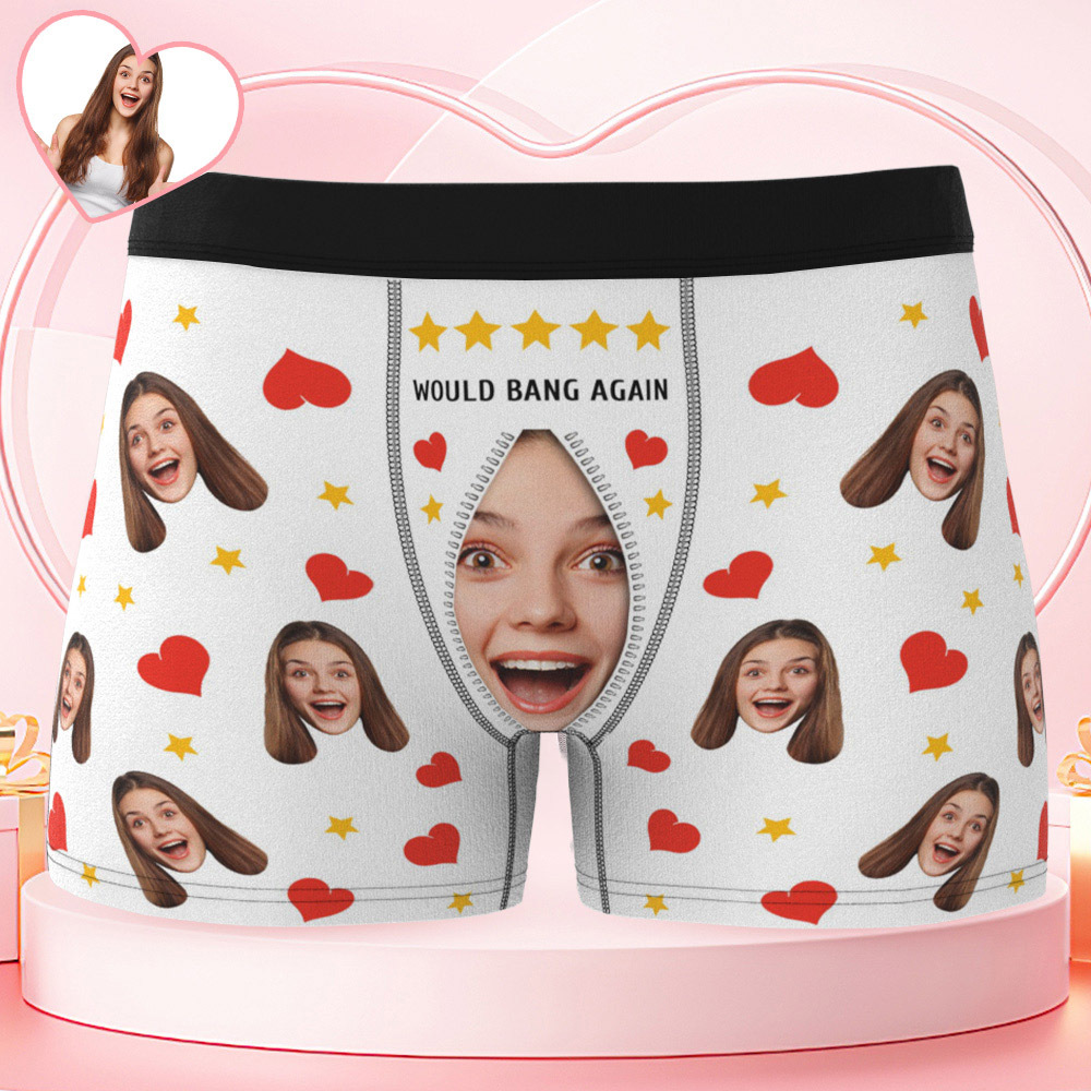 Sous-vêtements Photo Personnalisés, Caleçons Boxeurs Pour Hommes Avec Visage Personnalisé Amusant, Cadeau Pour Noël/saint-valentin - MaPhotocaleconFr
